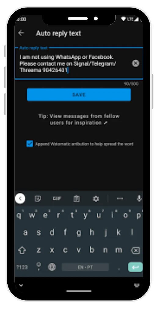 Auto-reply mode in GB WhatsApp pro